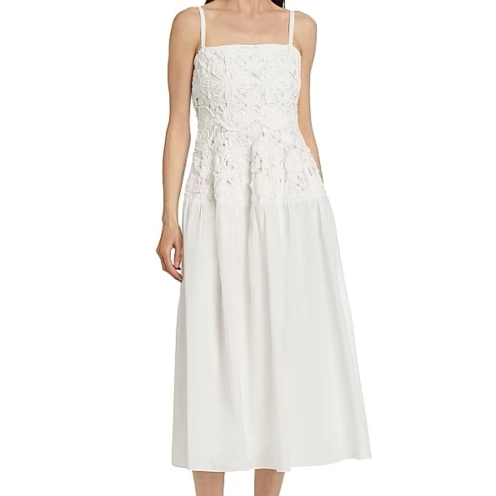 SIMKHAI WHITE Floral Embroidered Strap Maxi Dress - Picture 5 of 10